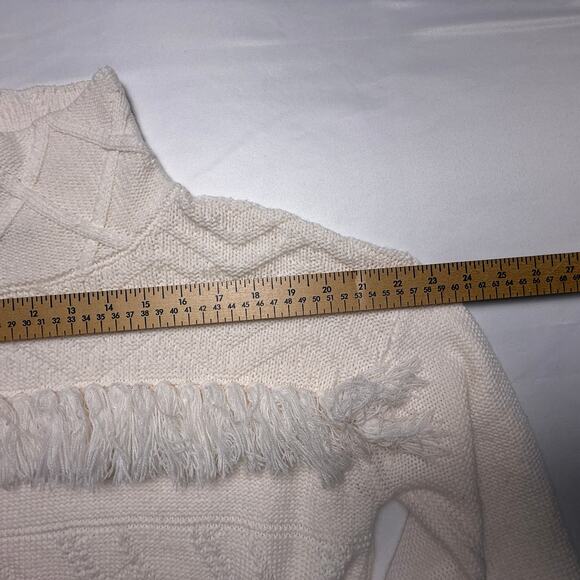 Gianni Bini Fringe Sweater High Neck Cream Color Size M - Picture 12 of 16